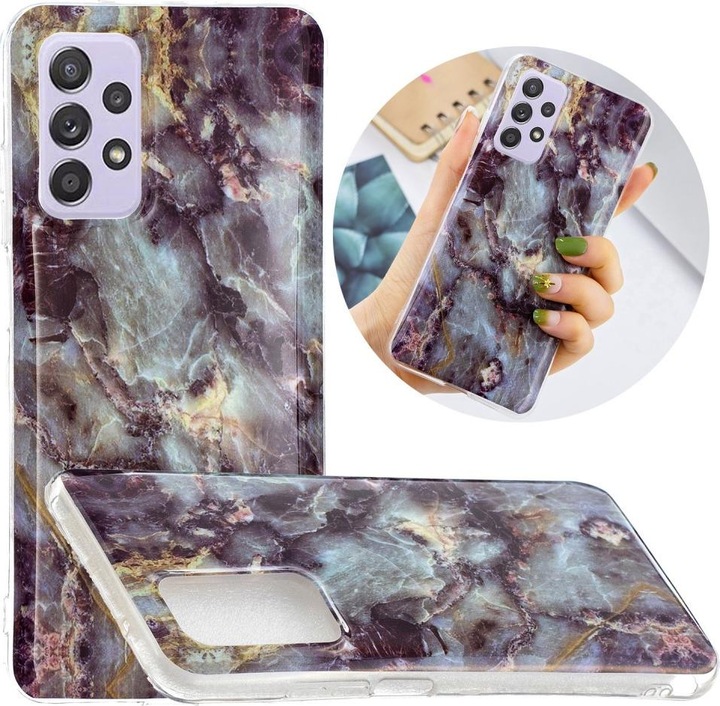 Produktbild Cover-Discount Galaxy A52 - Softes Silikon Gummi Case cyan Marble (Samsung Galaxy A52s 5G, Samsung Galaxy A52 5G, Samsung Galaxy A52)