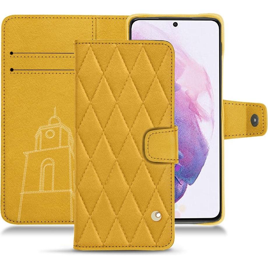 Noreve Lederschutzhülle Wallet (Samsung Galaxy S21), Smartphone Hülle, Orange