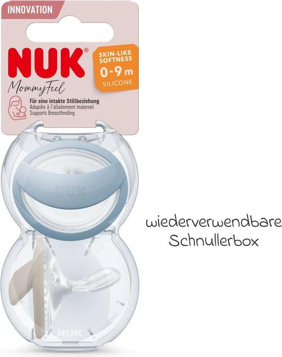 Produktbild NUK Schnuller Schnuller 2er Pack MommyFeel - Silikon 0-9 M - Jeans (2 x, ab Geburt)
