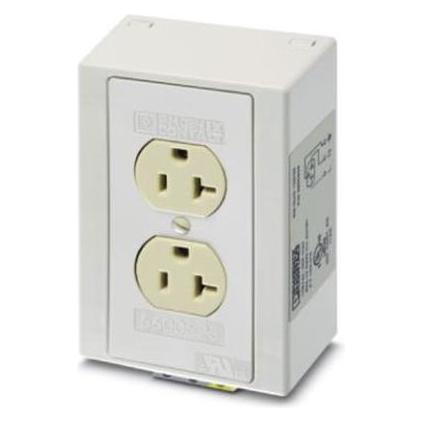 Phoenix Contact Beige Din Rail Mount Double Socket, 15A 120Vac, Cavo + Spina Elettrica,