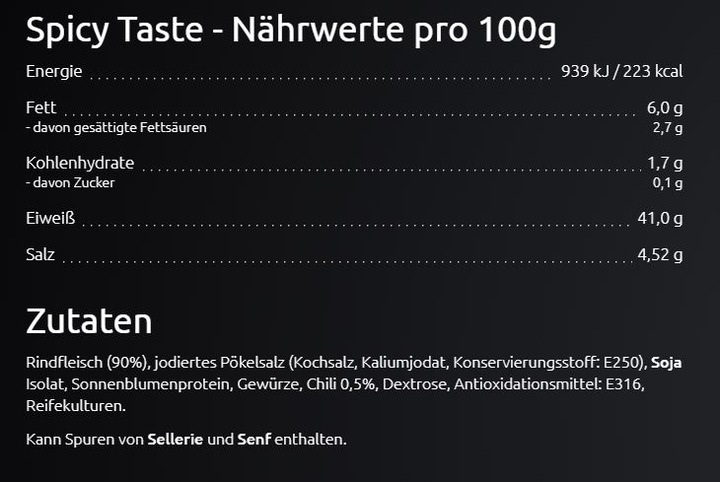 Nährwerte und Zutaten Layenberger LowCarb.one High Protein Beef Snack (10 x 35g) (35 g)