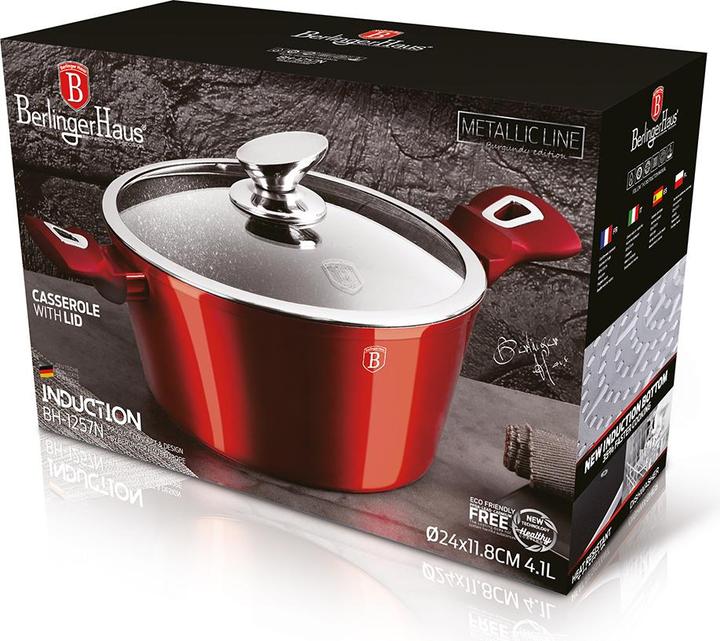 Produktbild BerlingerHaus Casserole With Lid 24 cm Burgund Metalic (24 cm, Kochtopf, Aluminium)