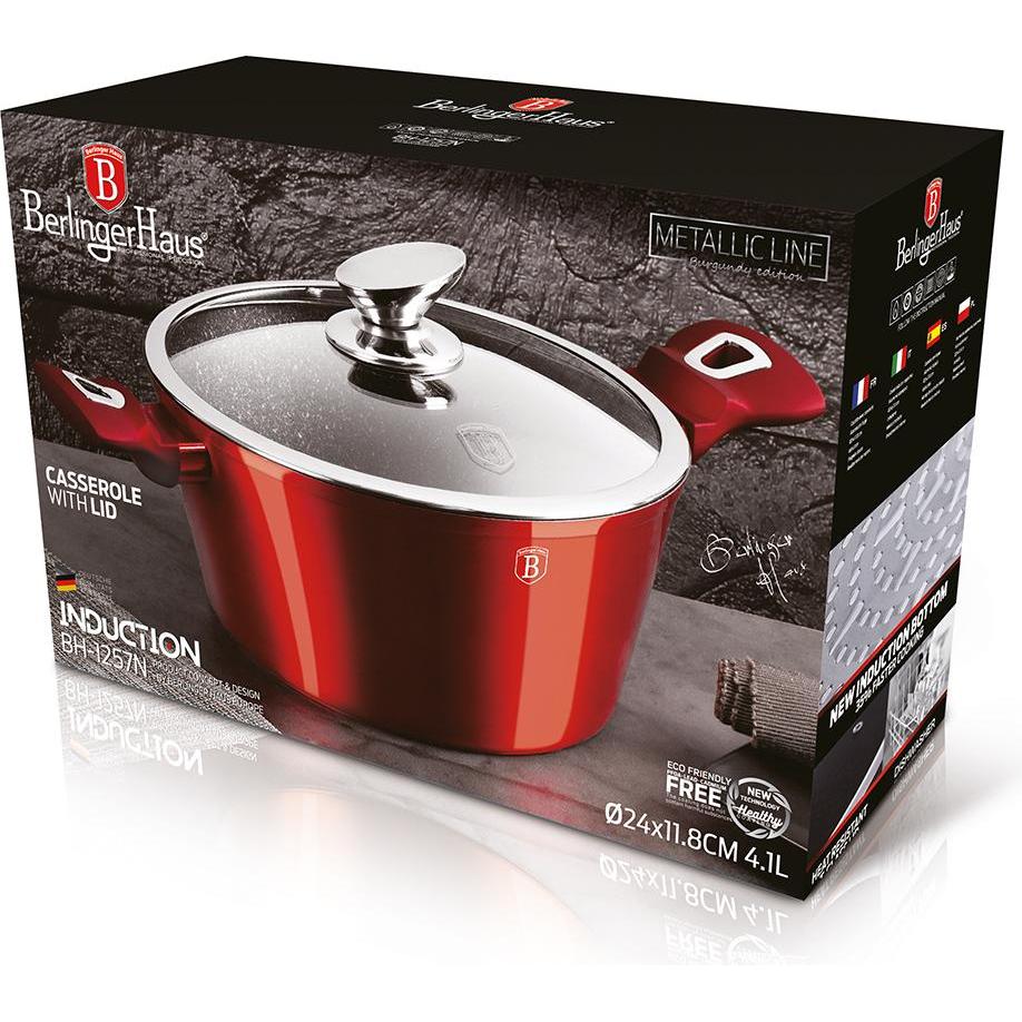 Thumbnail - BerlingerHaus Casserole With Lid 24 cm Burgund Metalic, Pfanne + Kochtopf, Rot