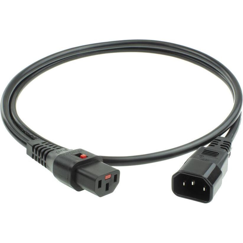 Thumbnail - ACT Powercord C13 IEC Lock - C14 black 2 m, PC1021, 5-Pack (2 m), Stromkabel