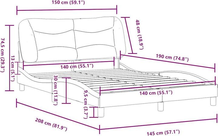 Produktbild vidaXL Bettgestell (140 x 190 cm)
