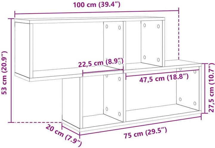 Immagine prodotto vidaXL Scaffale a muro (100 x 20 x 53 cm)