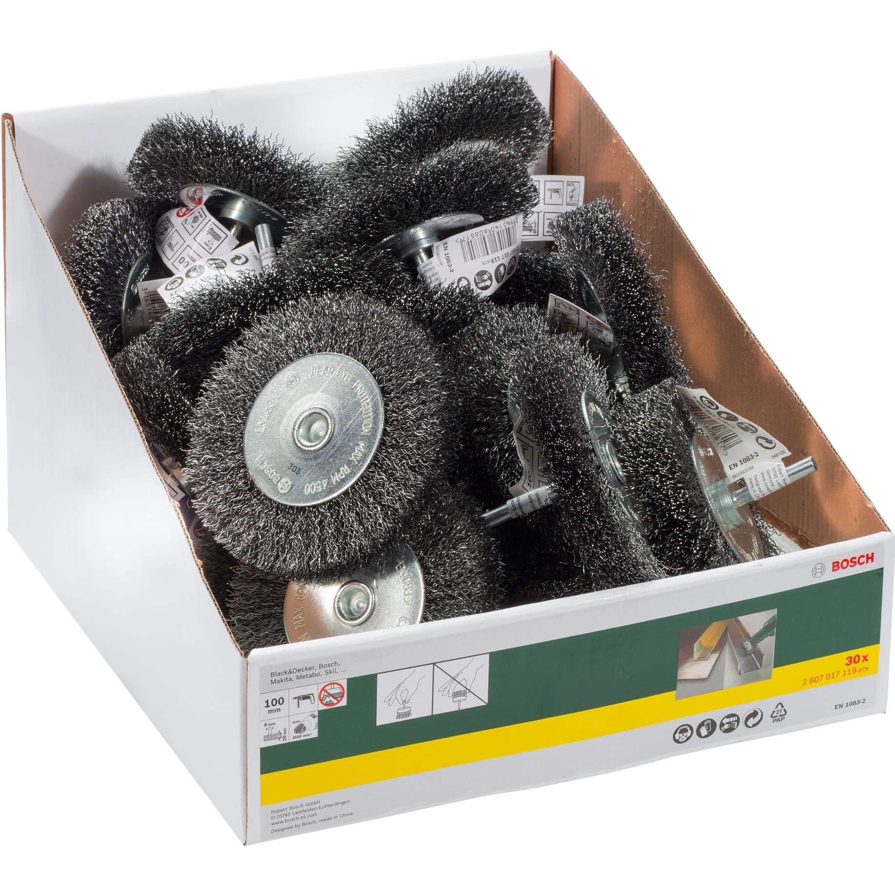 Thumbnail - Bosch Zubehör, Schleifmittel, Scheibenbürste für Bohrmaschinen, gewellt, 100 mm, 20 mm (Green)