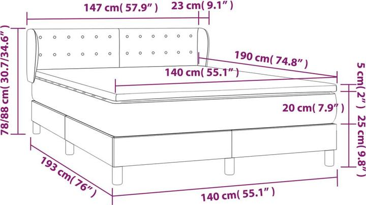 Immagine prodotto vidaXL Boxspringbett (140 x 190 cm)