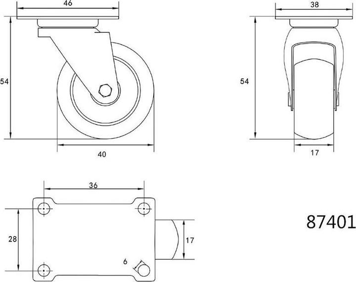 Produktbild Toya Vorel Koło Skrętne Polipropylenowe 40mm