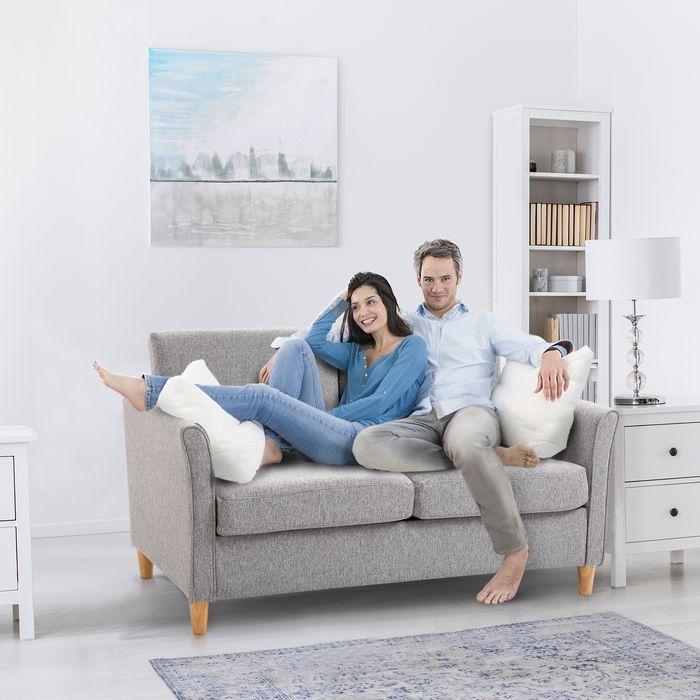 Image du produit Swisshandel24 Canapé double amovible avec coussins Lin Gris clair 141x65x78cm (2 places)