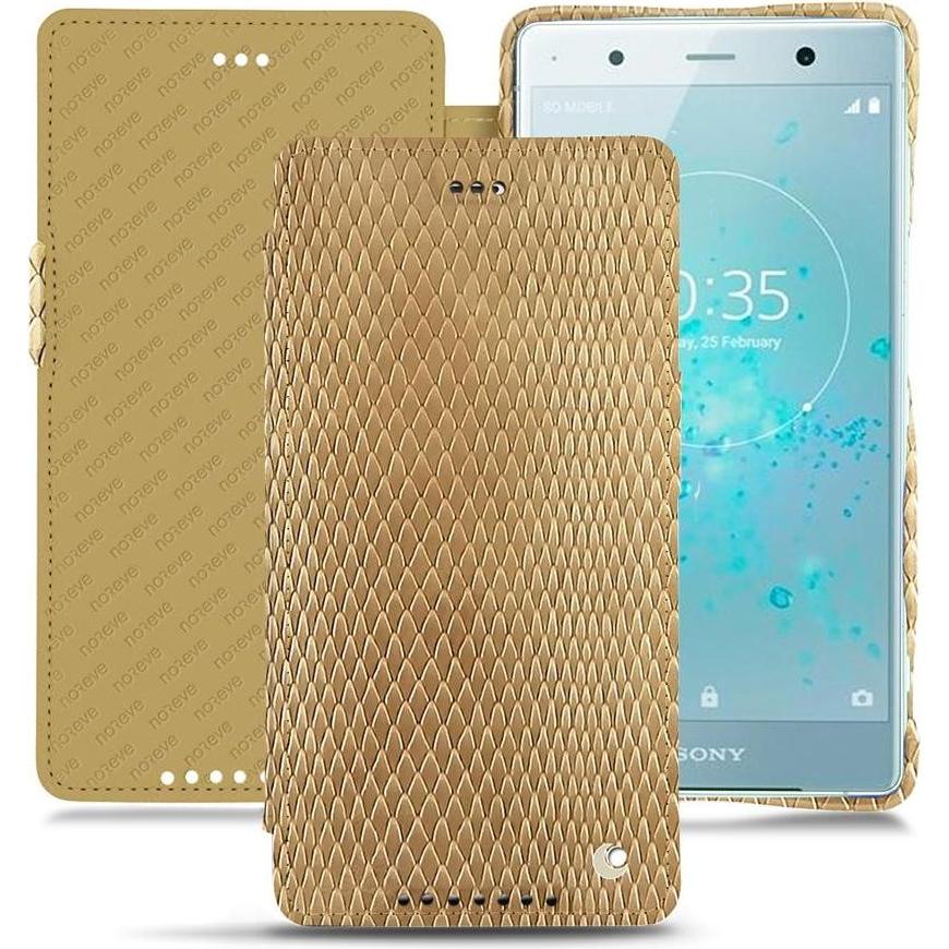 Noreve Lederschutzhülle horizontal (Sony Xperia XZ2 Premium), Smartphone Hülle, Beige