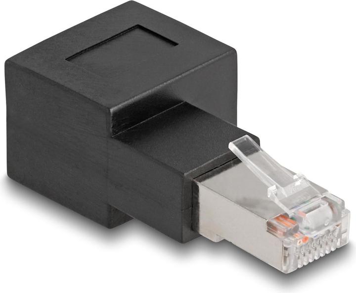 Produktbild Delock RJ45 Stecker zu RJ45 Buchse Adapter Cat.6A 90° nach rechts gewinkelt (RJ45, RJ45 (1x))