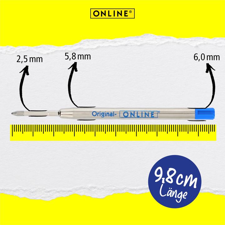Actual product image Online Biros refill 70037 6 pieces Black, blue (Refill unit, Black, Blue, 0.60 mm)