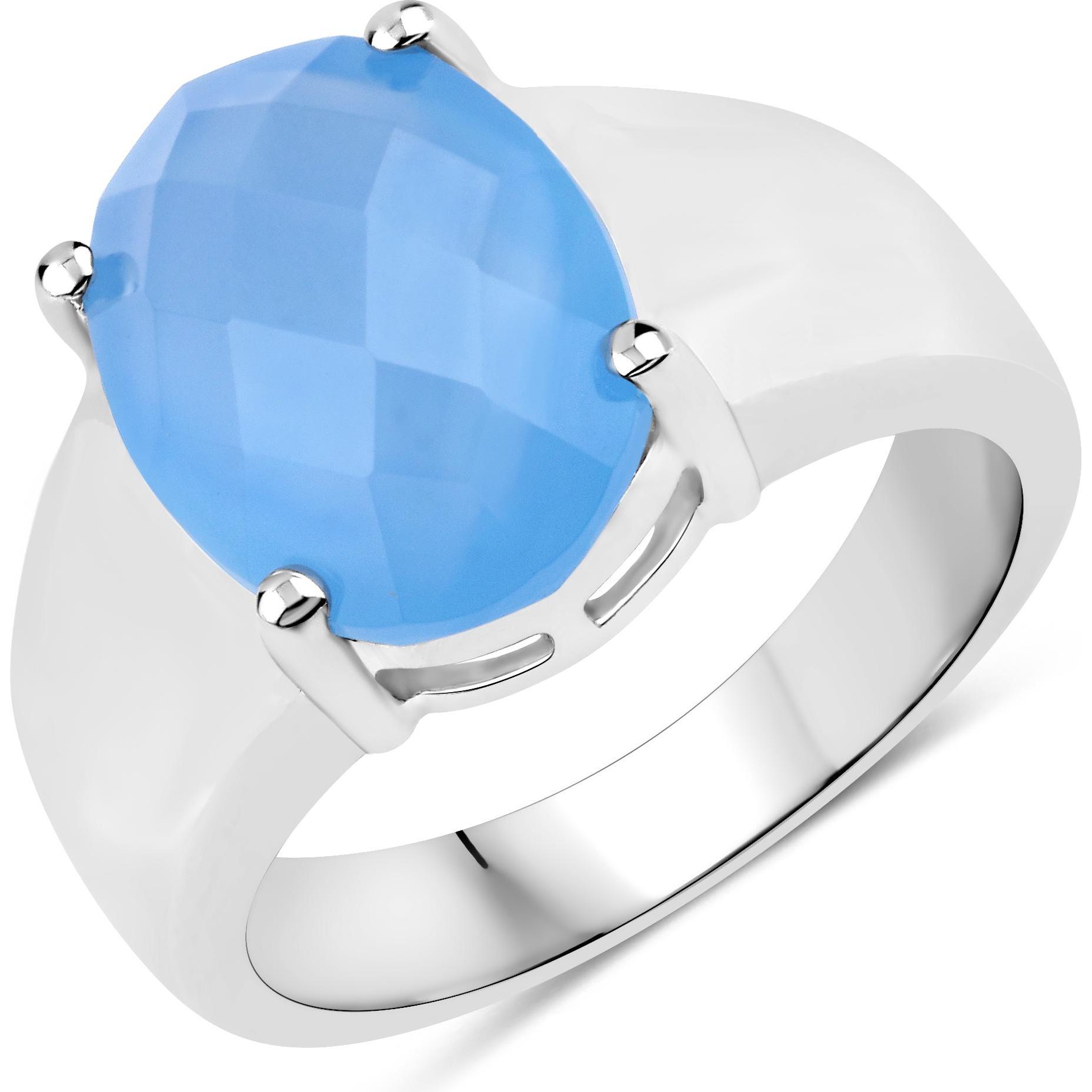 Xen, Ring, Ring mit Chalcedon dyed blue 925 Sterlingsilber rhodiniert, (52, 925 Silber)