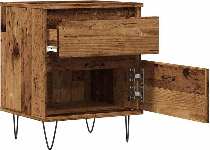 Produktbild vidaXL Nachttisch Nachtschrank Nachtkommode Nachtkonsole 2 Stk. Altholz-Optik (40 x 35 x 50 cm)