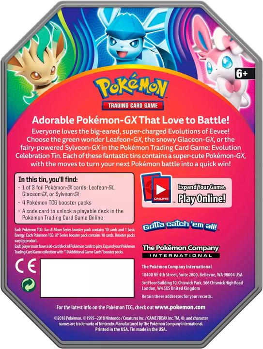Produktbild Pokémon Kartenspiel TCG: Evolution Celebration Tin Featuring Leafeon-GX (Englisch, Tin)