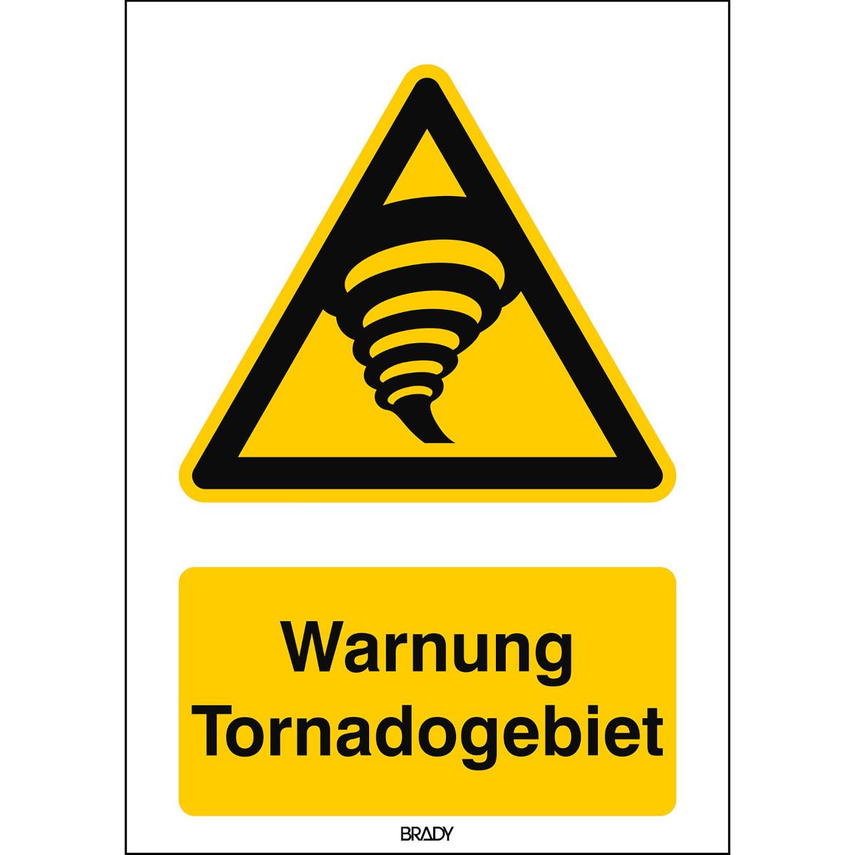 Brady ISO-Sicherheitsschild - Warnung Tornadogebiet (311446)