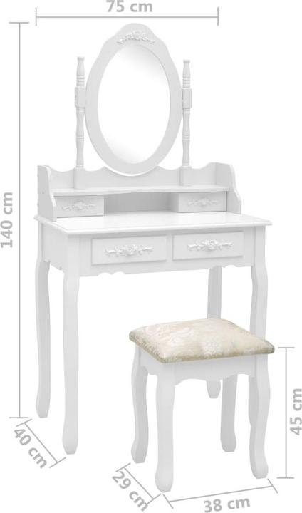 Image du produit vidaXL Schminktisch (69 x 75 x 140 cm)