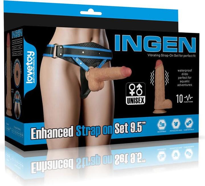 Produktbild Lovetoy Ingen - Vibrierendes Strap-on-Set, 9,5" / 24 cm, Grösse XS/S/M, Nude