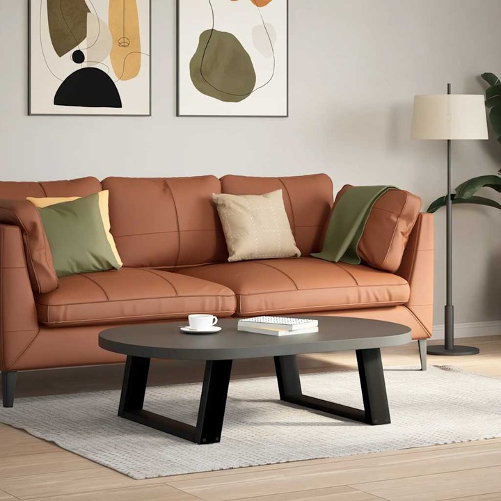 Produktbild VidaXL Couchtischbeine U-Form 2 Stk. Schwarz 70x(30-31) cm Stahl Tischbein