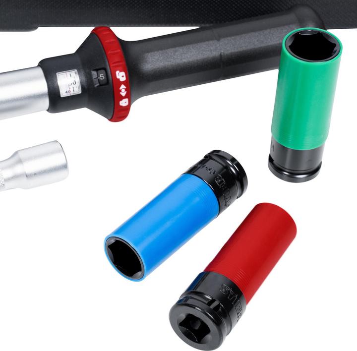 Immagine prodotto Stier Set di montaggio ruote da 1/2 pollice 40 - 200 Nm, 5 pezzi (1/2", 40 Nm, 200 Nm)