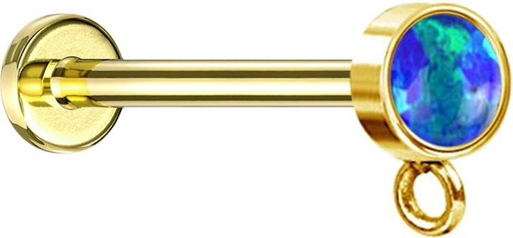 Immagine prodotto Star Piercing Micro labret filo interno placcato oro con anello cilindrico blu opalino per ciondolo (senza ottone, Acciaio chirurgico 316L)
