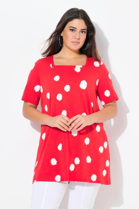 Immagine prodotto Ulla Popken Maglia dal taglio lungo e svasato con pallini, scollo rettangolare e mezze maniche (42, 44)