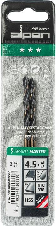 Actual product image Alpen Twist drills (4.5 millimetres)