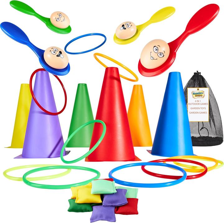 KreativeKraft Outdoor-Spieleset für Kinder (4-in-1 Set)