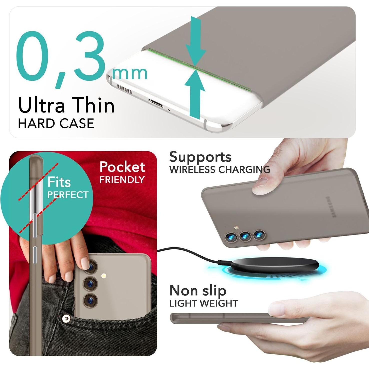 Thumbnail - Nalia Extrem Dünnes 0,3mm Mattes Hardcase (Samsung Galaxy S24+), Smartphone Hülle, Braun