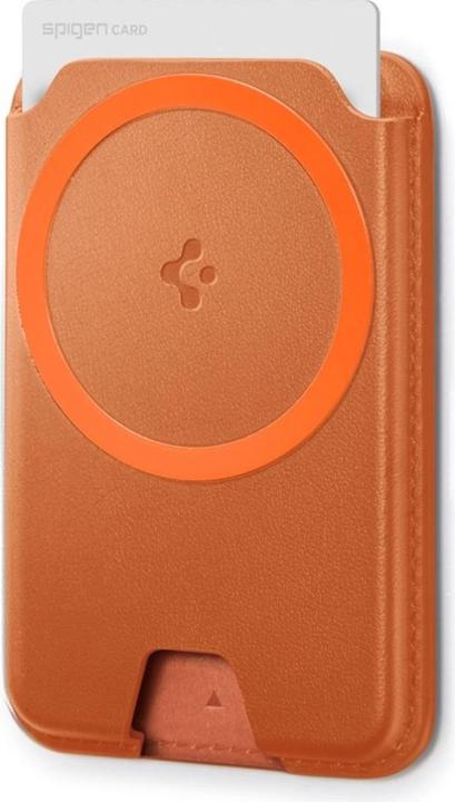 Actual product image Spigen Valentinus Magfit+ Magsafe Universal Magnetic Card Holder Metallic Orange