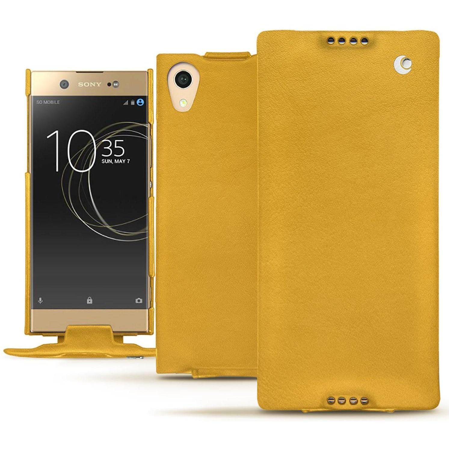 Noreve Lederschutzhülle vertikal (Sony Xperia XA1 Ultra), Smartphone Hülle, Orange
