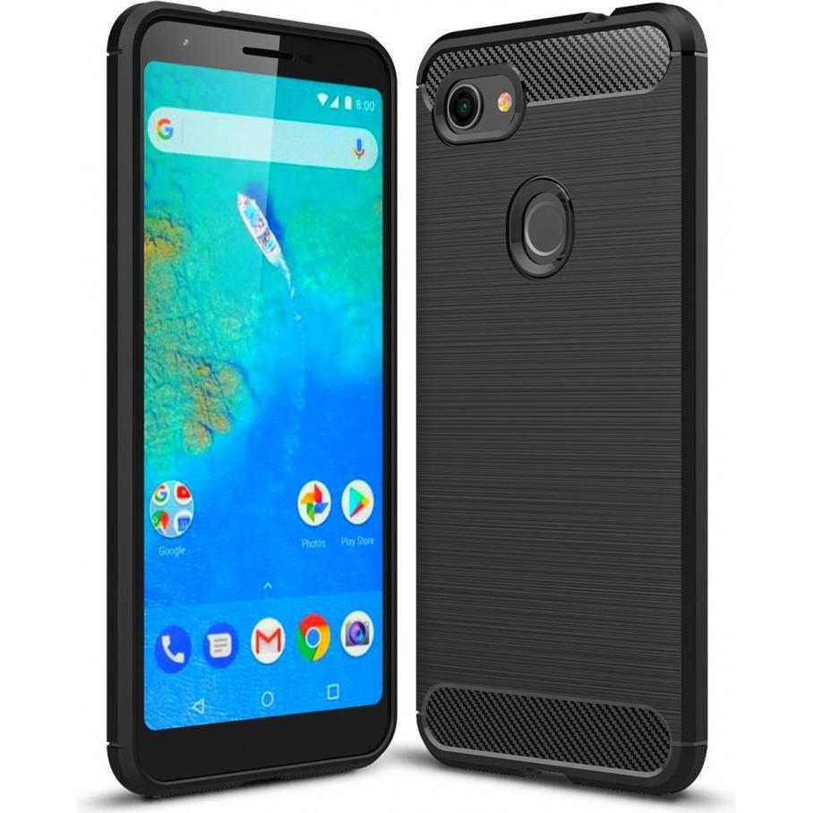 Thumbnail - Screenguard Google Pixel 3a XL Hülle Carbon Brushed Soft TPU (Google Pixel 3a XL), Smartphone Hülle, Schwarz