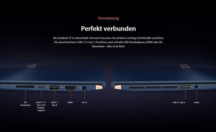 Produktbild ASUS ZenBook 15 (15.60", 512 GB, 16 GB, CH, Intel Core i7-8565U)