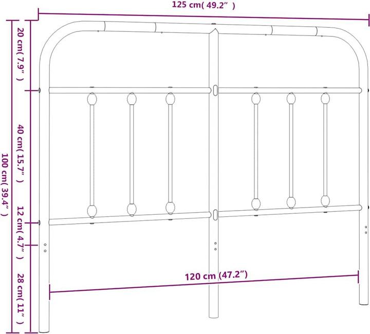 Actual product image vidaXL Kopfteil Metall Weiss 120 cm, Farbe: Weiss, Material (125 x 3 x 100 cm)