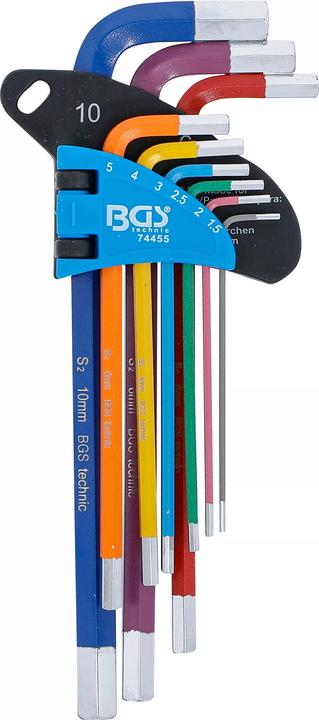 Image du produit BGS Jeu de clés allen | multicolore | six pans femelle 1,5 - 10 mm | 9 pièces