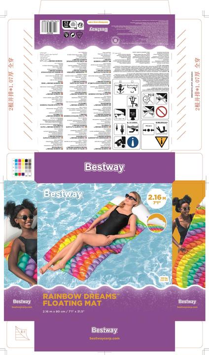 Actual product image Bestway Rainbow Dreams™ air mattress 216 x 80 cm