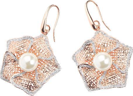 Actual product image Ottaviani Bronze earrings with silver glitter and bijoux pearl