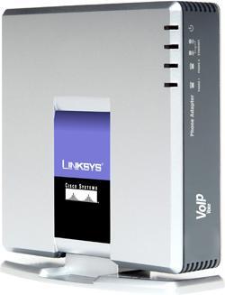 Actual product image Cisco PAP2T, telephone adapter for 2 analogue telephones to SIP