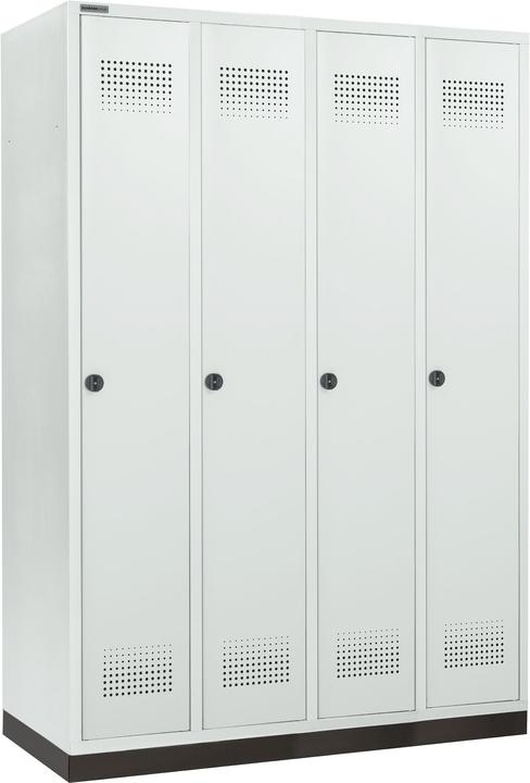 Produktbild Schäfer Shop Kleiderspinde mit Sockel, 4 Abteile, 300 mm Abteilbreite, abschliessbar