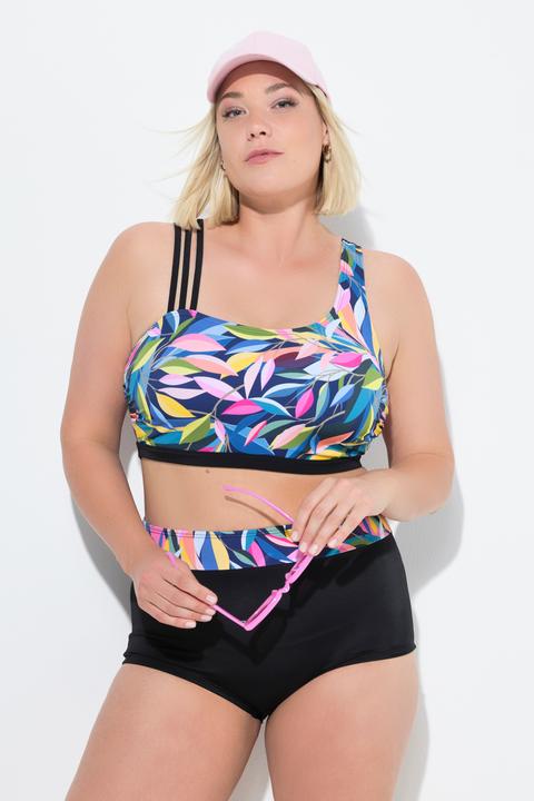 Actual product image Ulla Popken Split Strap Leaf Print Bikini Set (42)