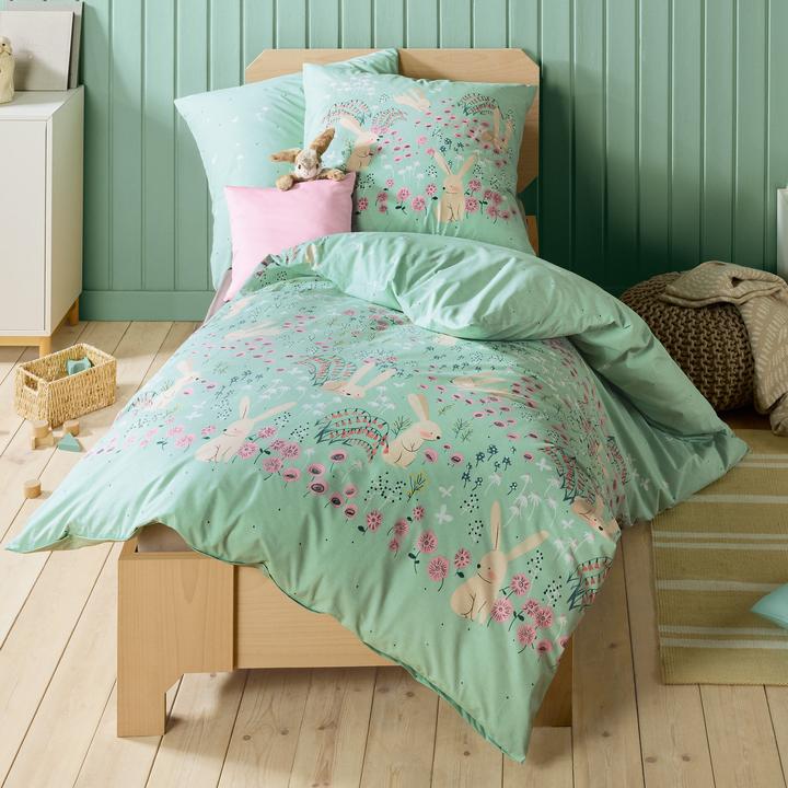 Produktbild Kaeppel Biber Bettwäsche Bunnys jade (Duvetbezug, 135 x 200 cm, 80 x 80 cm)