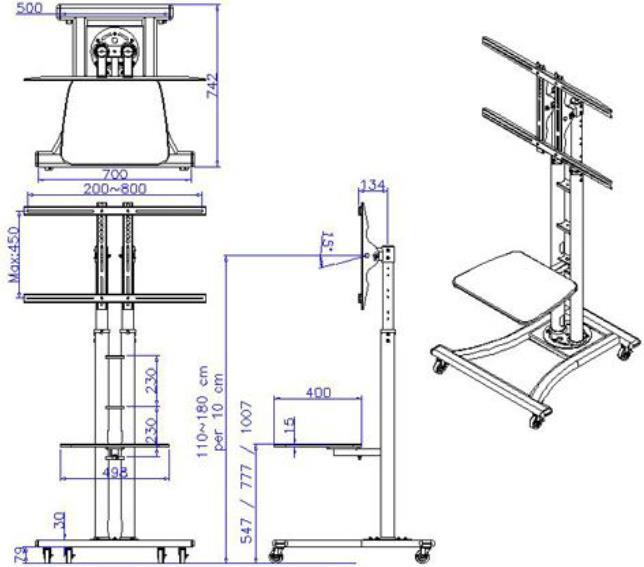 Produktbild Value LCD/TV-Rollständer 17.99.1320 (Boden, 60", 50 kg)