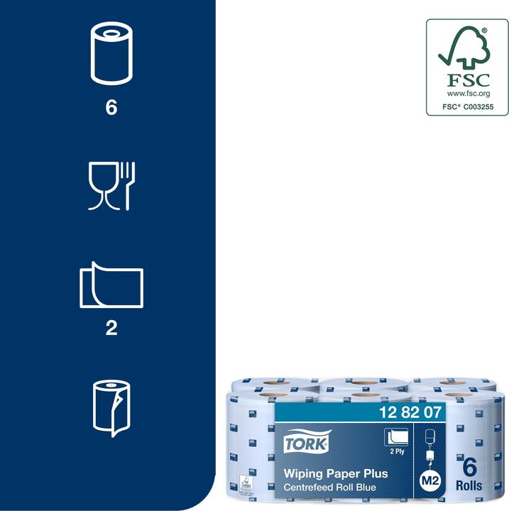 Produktbild Tork Wiping Paper Centre Roll Blue 6x157 (6 x)