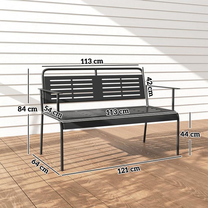 Actual product image Outsunny Gartenbank Stahl Schwarz