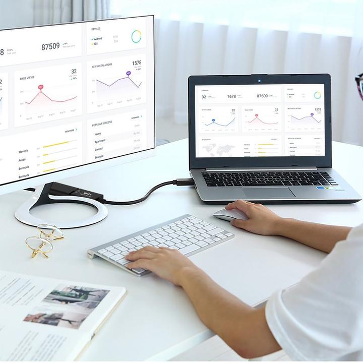 Image du produit LinQ Adaptateur de port DisplayPort / HDMI / câble vidéo, 23cm de câble, - Noir (HDMI, 15 cm)