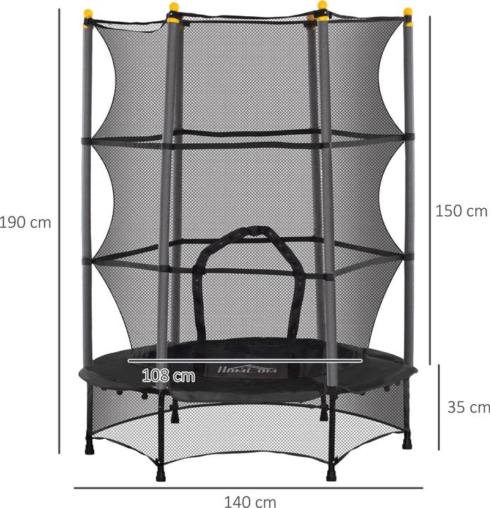 Image du produit Homcom Kindertrampolin Stahl, Kunststoff Schwarz (108 cm)