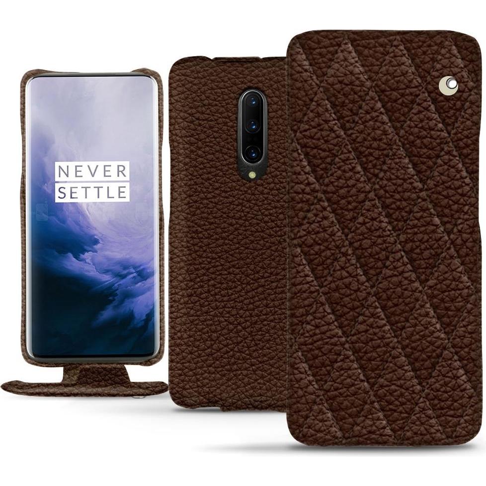 Noreve Lederschutzhülle vertikal (OnePlus 7 Pro), Smartphone Hülle, Braun