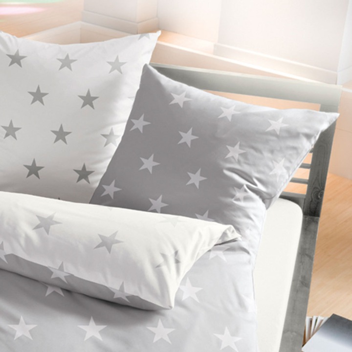 Produktbild BettwarenShop Stars silber (Bettwäsche Set, 80 x 80 cm, 240 x 220 cm)