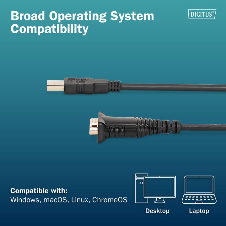 Immagine prodotto Digitus USB auf DB9 RS232 Kabel mit FT232RNL (1.80 m)